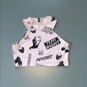 Pink and Black graphic crop top